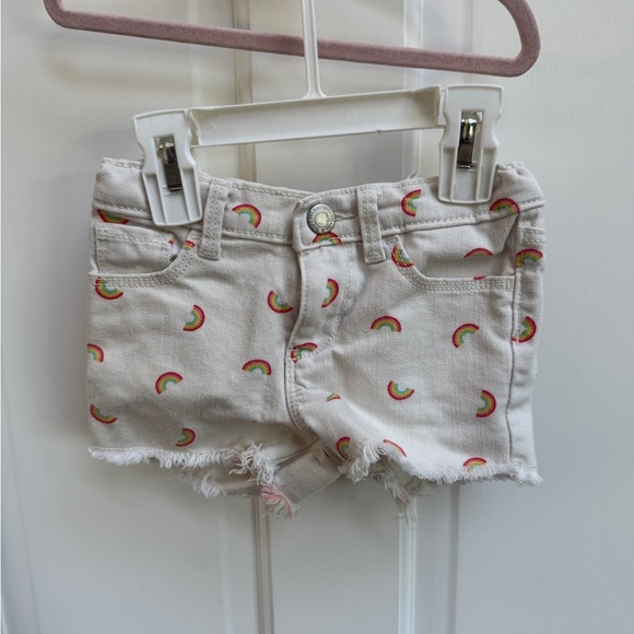 Old Navy 3T Whiteand Red Rainbow Denim Shorts with Pockets and Fringes - Picture 1 of 8